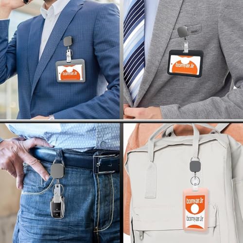 Image of AccuPrints Pack of 1 Heavy Duty Retractable Badge Reel with ID Holder Strap & Keychain Strong Sidekick Carabiner Belt Loop Clip, Retracting Lanyard with Cord for Keys & I'd Access Cards