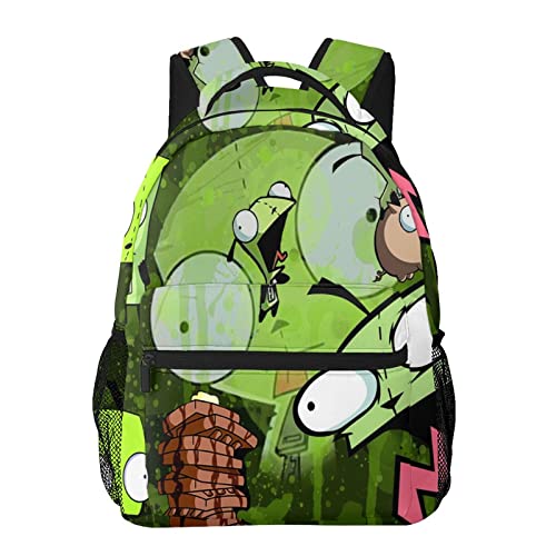 Backpacks Invader Anime Zim Adjustable Laptop Backpack Double Shoulder Bag for Women Men Climbing Shopping Work
