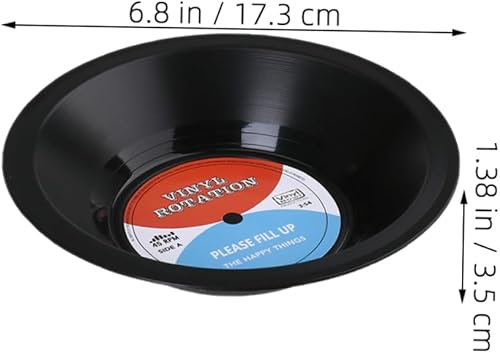 Miniatura 2 de Juego de cuencos de almacenamiento de discos de vinilo, cuencos de plástico vintage para frutas y postres, suministros de fiesta de música retro