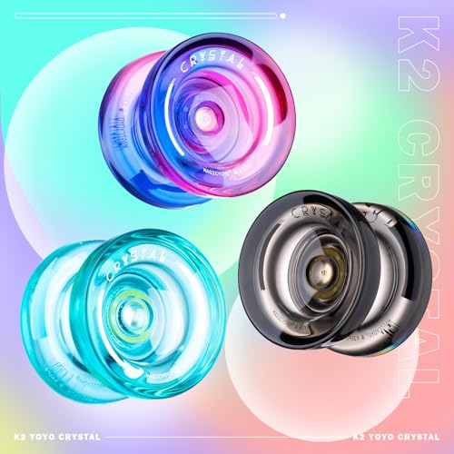 Image of MAGICYOYO Pack of 3 Responsive Yoyos for Kids Beginners, K2 (Crystal YoYo with 3 Yo Yo Gloves, 3 Yo-yo Bags, 18 Yoyo Strings Green+ Black+ Purple Pink)