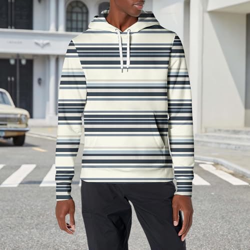 LOAIHA Mens Classic Striped Pullover Hoodie Cotton Blend Long Sleeve Sweatshirt With Kangaroo Pocket For Casual Wear4