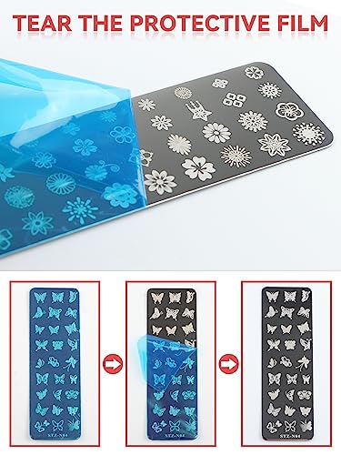 6PCS Nail Stamping Plates Kit, EBANKU Stamping Plates for Gel Polish with 1 Nail Stamper & 1 Nail Scraper, Flower Animal Pattern Manicure Print Tools for DIY Nail Art Designs - Image 7