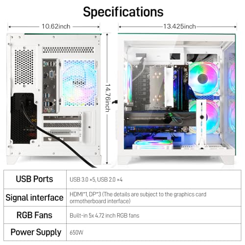 Image of LXZ Gaming PC Desktop AMD Ryzen 7 8700F | 32GB DDR5 RAM | GeForce RTX 4070 | High-Performance Gaming & Design Computer (White)