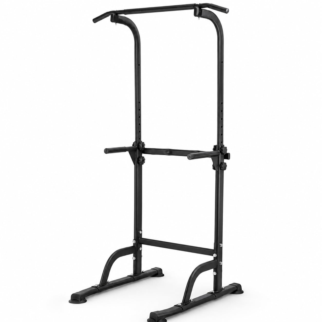 Power Tower Dip Station Pull Up Bar Adjustable Multi-Function Home Gym Workout Station for Strength Training, Push Up, Chin Up, Knee Raise & Full Body Exercise Equipment (Black)