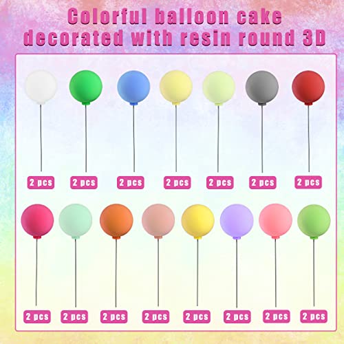 Balloon Cake Topper, 30Pcs Mini Balloons Cake Picks Colorful Round Shape Ball Cupcake Toppers Birthday Cake Toppers For Wedding Baby Shower Party Cake Decoration Supplies #TOP1