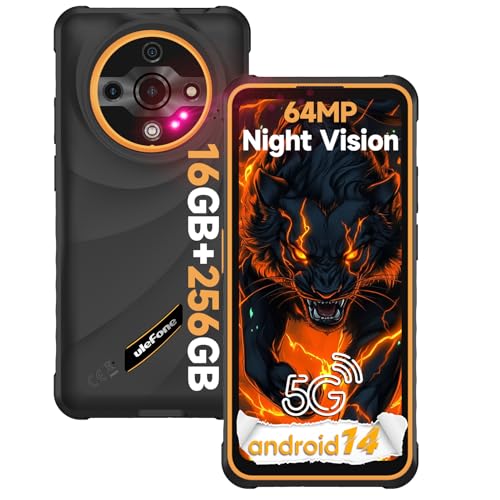 Ulefone Armor X31 Pro Movil Resistente, 16GB+256GB/2TB, Android 14 Moviles Indestructibles, 6050mAh, 64MP+25MP Visión Nocturna Móvil Rugerizado, 120Hz 6.56' FHD+, Dual 5G SIM/NFC/GPS/Face ID-Naranja