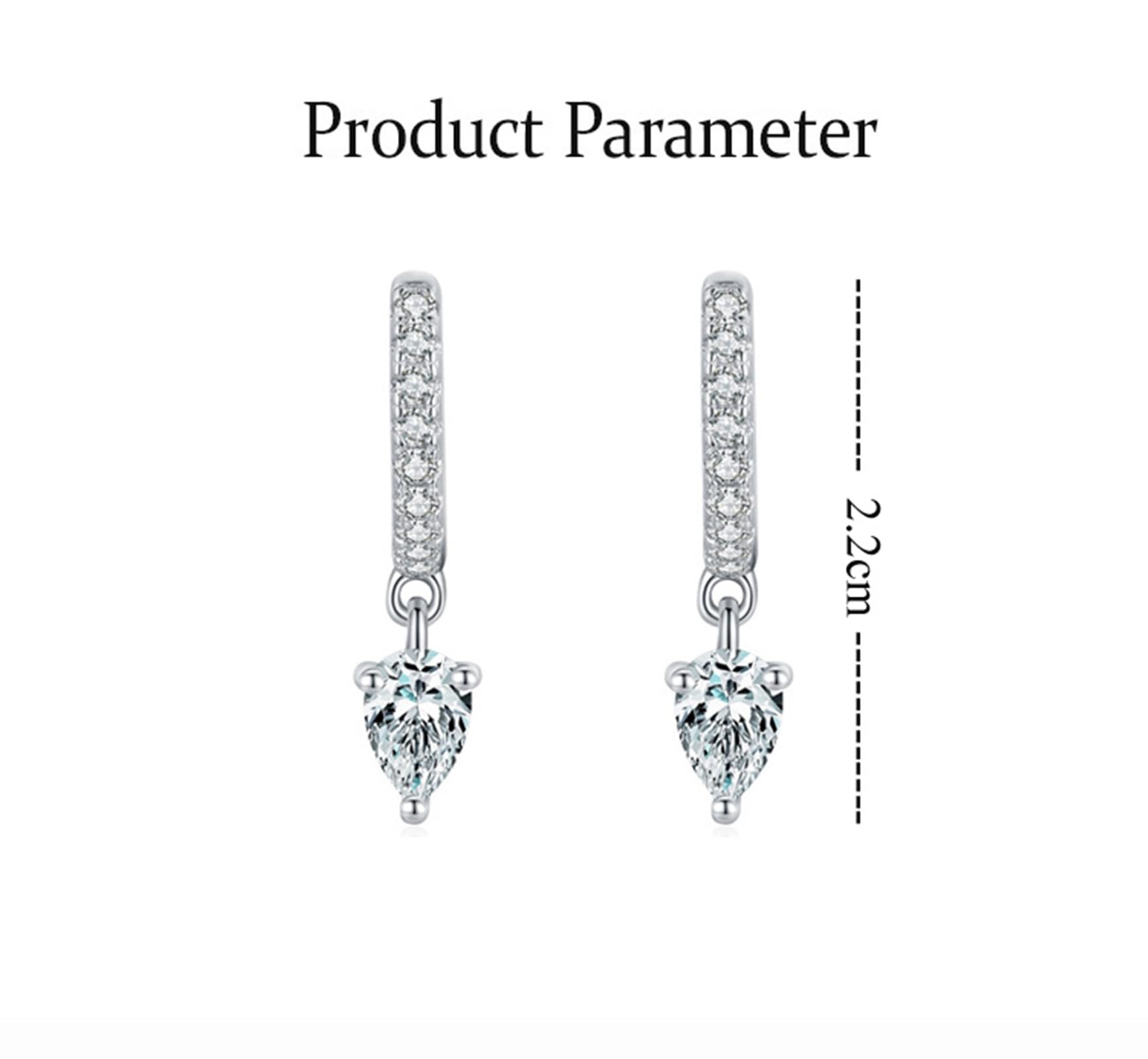 Wycian Pendientes de aro pequeños para mujer, pendientes de moissanit dorados para mujer, pendientes de aro con forma de gota, oro blanco