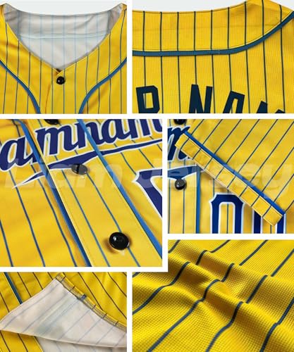 Banana Pinstripe Custom Baseball Jersey Women Men Youth Kids, Printed Stitched Name Number Logo Softball Shirt Sports Uniform miniatura 5