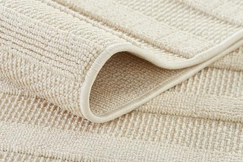 Tapis extérieur résistant aux intempéries TAPISO Rio Loop grand format lavable crème