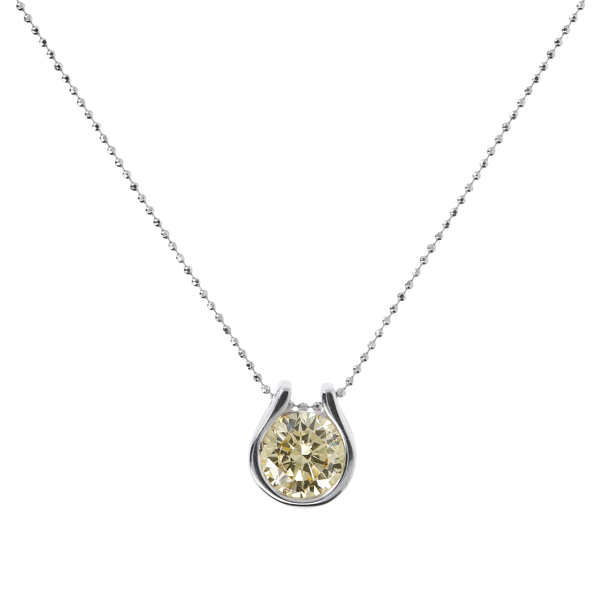 JOYELLE Collana Donna in Argento 925 con Punto Luce Giallo - Collana Donna Ciondolo in Cubic Zirconia - Gioielli Made in Italy - Idea Regalo Compleanni, Anniversari, Festa Donna, Festa Mamma