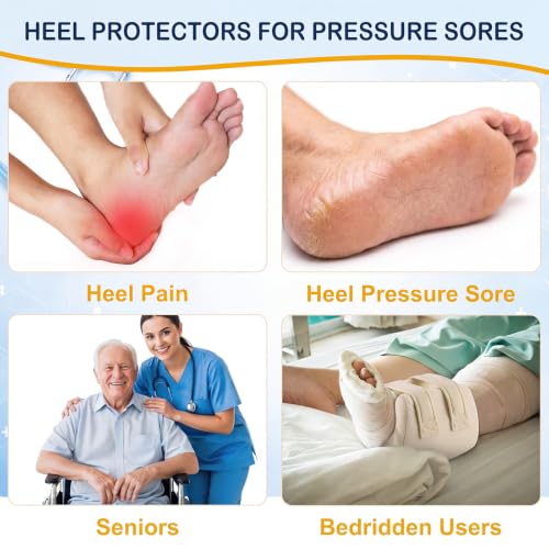 Image of Novabright 2 Pcs 3D Heel Protectors Foot Wedge Pillows Support Boot Bed Sore Pillow for Pressure Sores Bedridden Patients Relief Pressure Ankle Ulcers (Skin Color)