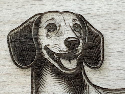 eXODA Dackel Frühstücksbrettchen aus Buchenholz 22 x 12 x 1 cm hellbraun mit witzigem Dackel-Motiv langlebig hitzebeständig geeignetes Geschenk für Dachshund-Fans