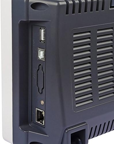 lateral view of the OWON SDS5052E oscilloscope, showing USB, LAN, and other connectivity ports