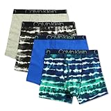 Calvin Klein Boys' Classic Cotton Stretch Boxer Briefs Underwear 4 Pack, Cool Tiedye/Victoria Blue/Black Tiedye/Heather Grey, X-Large