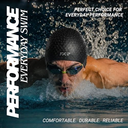 Image of Swimming Cap for Men, Women & Kids 6-14 Boys Girls |100% Silicone Swim Cap for Long Hair| Indian Head Size Cap Comfort (Dark Night, Embossed)