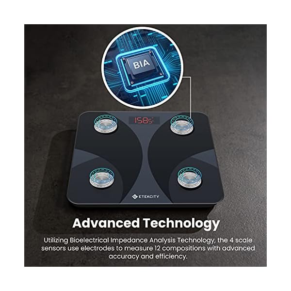 Etekcity-Scale-for-Body-Weight-Smart-Digital-Bathroom-Weighing-Scales-with-Body-Fat-and-Water-Weight-for-People-Bluetooth-BMI-Electronic-Body-Analyzer-Machine-400lb Etekcity Scale for Body Weight and Fat Percentage, Smart Digital LED Bathroom BMI Measurement, Accurate Bluetooth Weighing Machine, Body Composition Analyzer, Ash-black, 400lb
