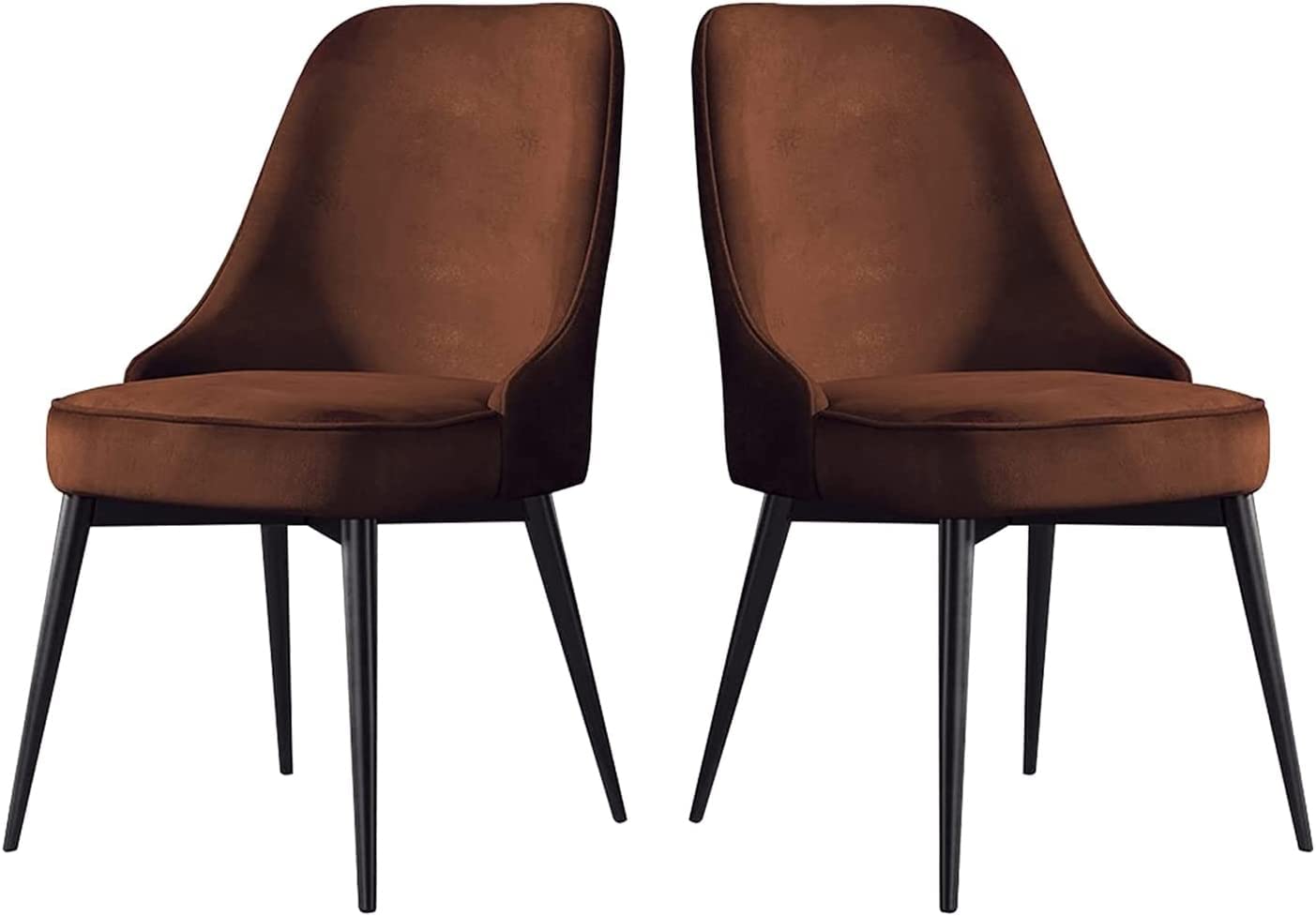 Velvet Kitchen Chairs Set of 2 Office Lounge Dining Bedroom Makeup Chair with Black Legs Living Room Chairs(Brown)