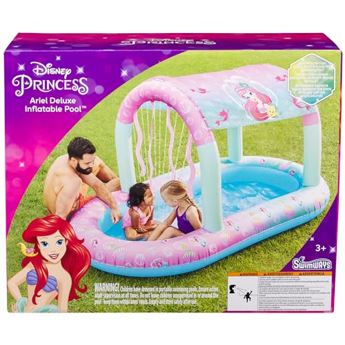 swimways disney princess ariel water castle deluxe inflatable pool above ground pool with canopy and fast inflation for kids aged aged 3 amp up