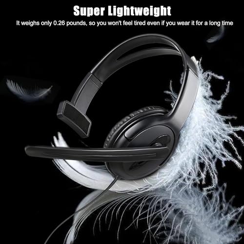 Image of Wired One Ear Headset with Mic, 3.5mm /Type-C /USB Gaming Headset for PS5 /PS4 /Xbox /Switch /PC /iPhone /iPad /Mac /Tablet /Android, Single Ear Game Chat Headphone for Office Business Work Teams Call Center
