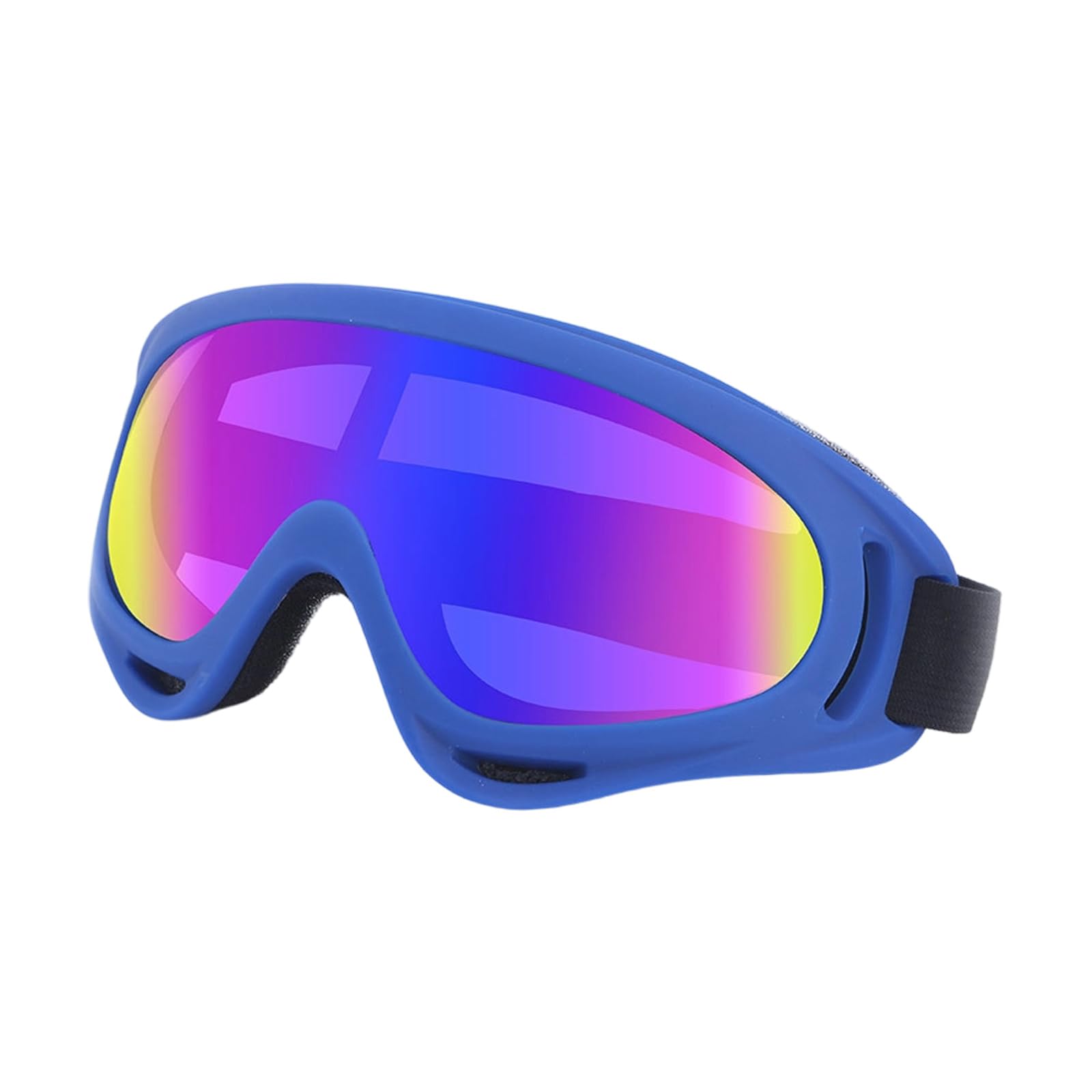 BCIOUS 1 x Motorradbrille mit einstellbarer Belüftung und stoßfestem PC-Objektiv für Skifahren, Radfahren, Outdoor-Sport, bequeme Schneesportbrille, Nylonband