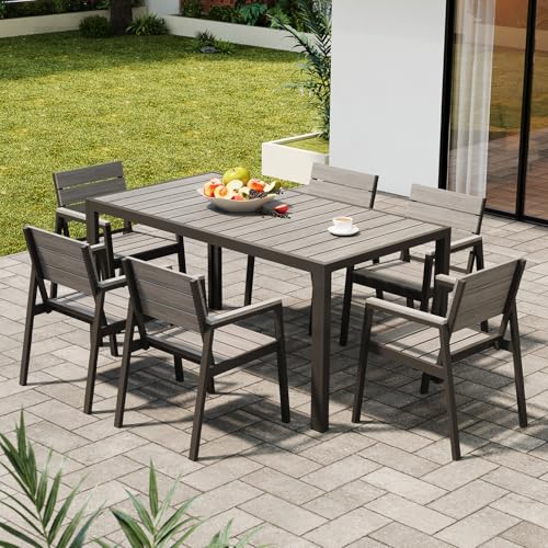 Devoko Conjunto Mesa y Sillas Jardín Terraza Exterior 6Pzs Aluminio 150cm