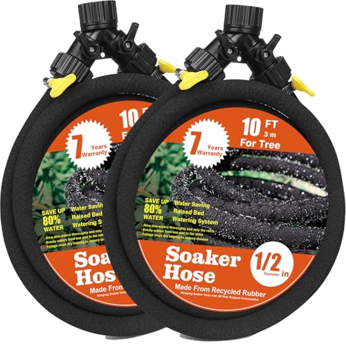 MHMHM Soaker Hose for Tree Heavy Duty 10 FT Garden Ring Hose with Y Splitter(10FT*2)