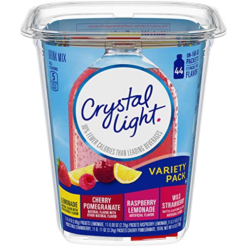 Crystal Light Lemonade, Raspberry Lemonade, Wild Strawberry & Cherry Pomegranate Variety Pack Drink Mix (44 On-the-Go Packets), 4 Pack