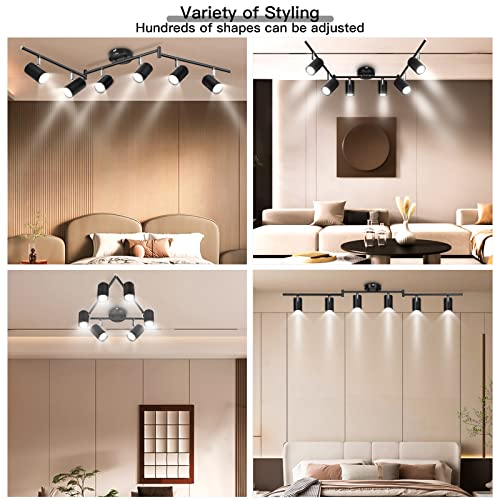 Gordnwe 6 Light Track Lighting Fixtures, Black Ceiling Led Track Lighting Kit With Flexibly Rotatable Track Heads&G10 Socket, Modern Ceiling Spotlight For Kitchen, Office, Closet, Studio, Bedroom #TOP5