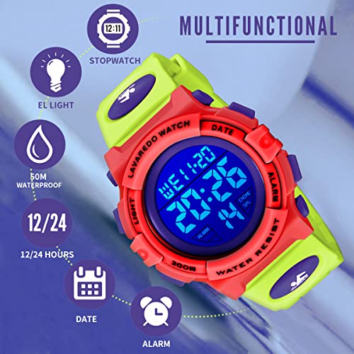Image of Kids Watch,Boys Watch for 3-15 Year Old Boys,Digital Sport Outdoor Multifunctional Chronograph LED 50 M Waterproof Alarm Calendar Analog Watch for Children with Silicone Band,Kids Gift