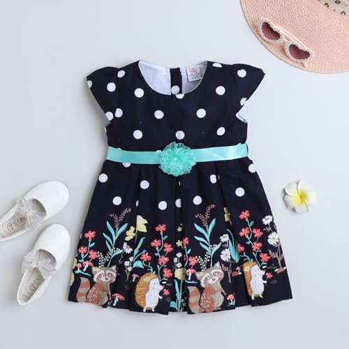 Image of Mama & Bebe Baby Girls Dress Floral Prints Casual Dress with Soft Fabric