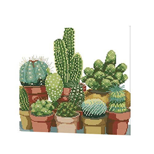 Kit de broderie au point de croix pré-imprimé cactus Tityvirnix 14CT