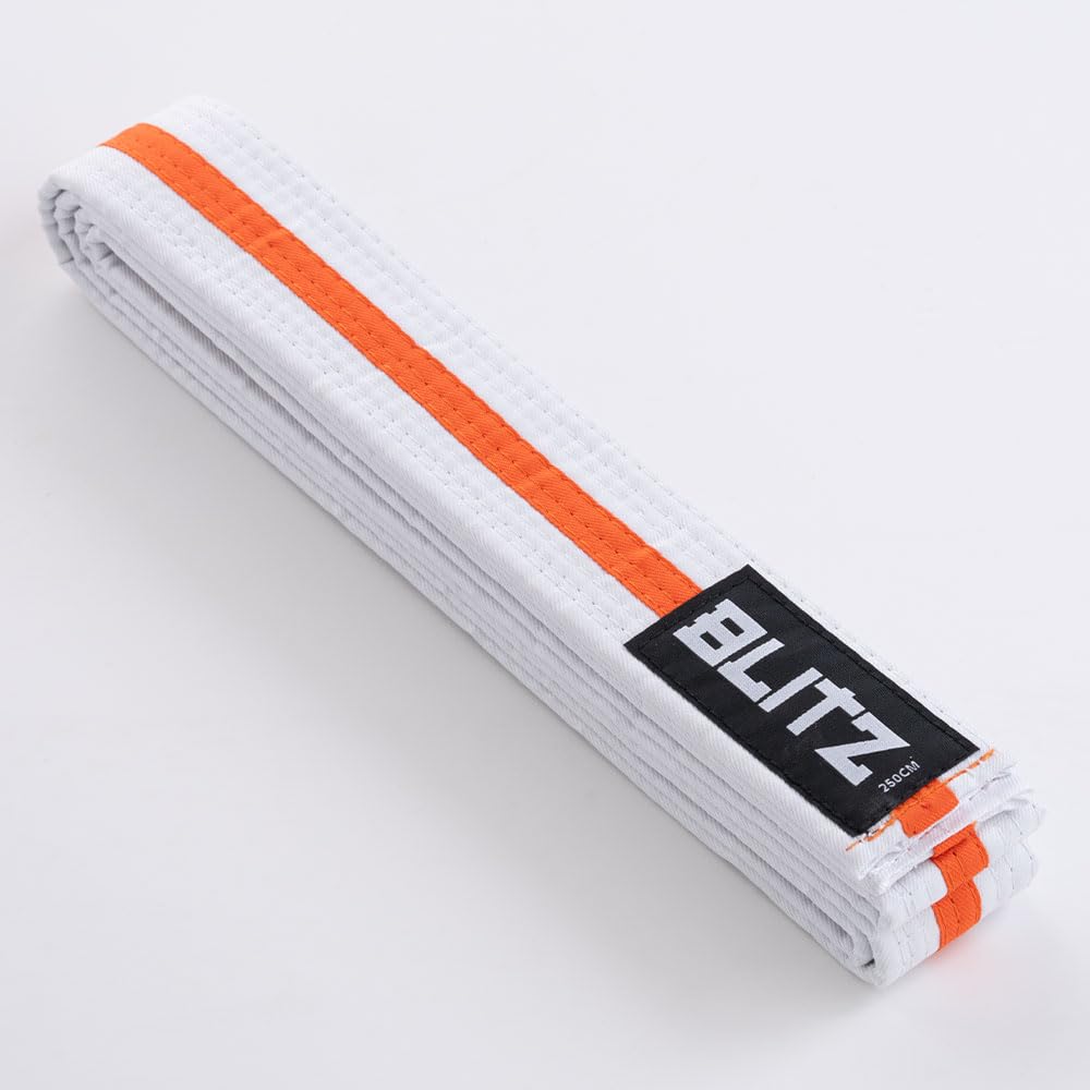 Blitz White Belt/Colour Stripe - White/Orange - 280cm — image 1