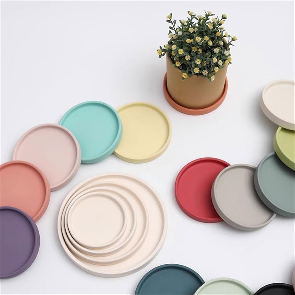 Versatile Sottovaso Rotondo in Ceramica con Vassoio raccogligocce for Pallet(Orange,Grande)
