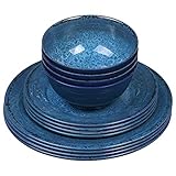 Insetfy Melamine Dinnerware Sets 12 Pieces, Plates Bowls Set for 4, Unbreakable Lightweight...