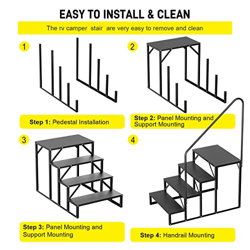 3 Step Stairs 5Th Wheel Stair Hot Tub Steps Outdoor Rv Step Ladder Support Economy Stair Riser Quick Eases Boarding And Exitingfor Rvs And Travel Camper Trailers Non Slip Assist Handrail #TOP5
