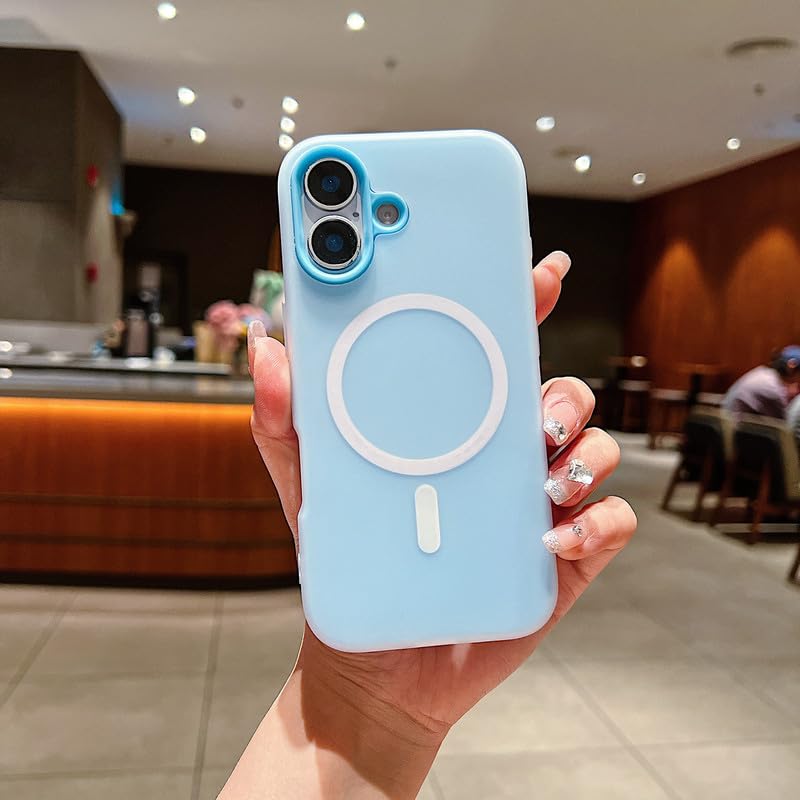 Image of LuxuryKase Magnetic Silicone Candy Case for iPhone 17 | MagSafe Compatible | Slim Protective Case | Lightweight & Flexible | Wireless Charging | Soft Matte Finish - Blue