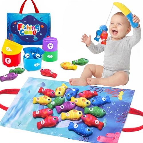 Montessori Fishing Toy for Toddler: 22Pcs Learning Set with Stacking Cups