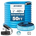 Kohree 50FT Heated Water Hose for RV, -40 ? Heated Drinking Water Hose 5/8", Heavy Duty Heated Hose for RV, Camper, Truck, Leak Free, Abrasion-Resistant Cover, Energy Saving Thermostat