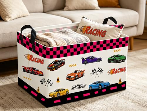 Image of Rectangle Kids Baskets Car Basket Cute Storage Bin Organizer Boys Box for Room Decor Gift Basket(Car)