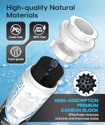 Image of ICEPURE PLUS UKF8001 NSF /ANSI 53 & 42 Certified Refrigerator Water Filter, Remove Lead, Replacement for Whirlpool Filter 4, Everydrop EDR4RXD1, Maytag UKF8001AXX-200 UKF8001AXX-750 9084 4396395, 2PACK