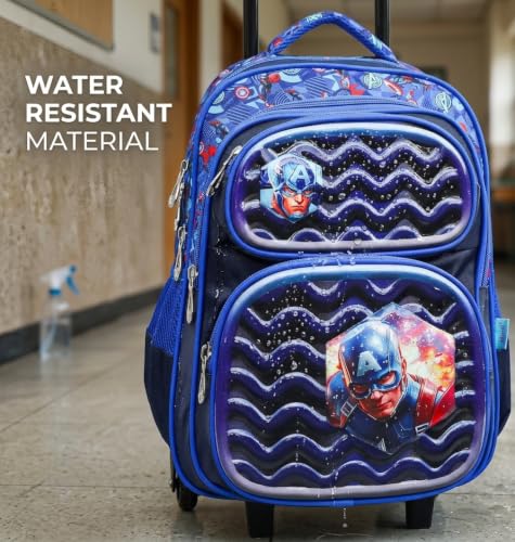 Image of ADSON 3D Embossed School Trolley Bag Large School Bag for Boy Girl, Kids School Bag, Travel Backpack for Girl Boy, Ideal for Children Trolley 16 Inch Water Resistant