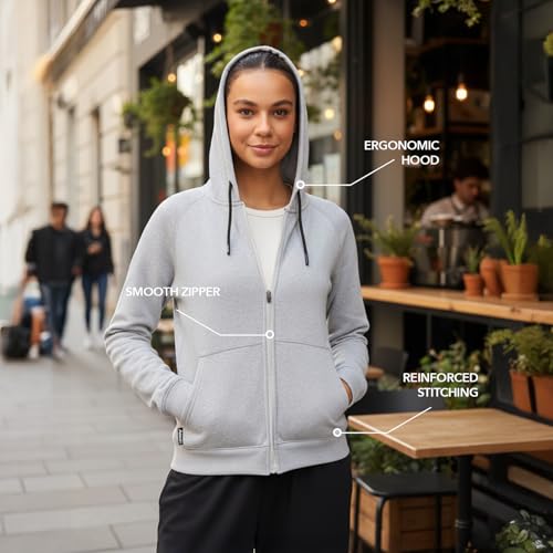 Image of Boldfit Sweatshirt for Woman Long Sleeve Hoodies for Women Full Zipper Winter Jacket for Woman Lightweight Winter wear for Women Stylish