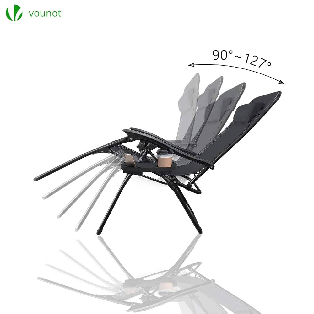 Set 2 Sedie Zero Gravity Pieghevoli Con Tavolino - Poltrone Reclinabili Da Giardino Con Portabevande