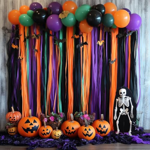 Image of 8 Halloween Streamers, 656ft Pack of Crepe Paper Party Decorations