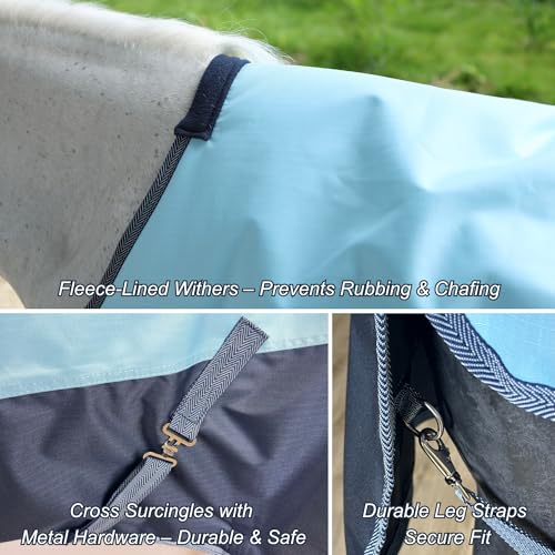 Image of BARN & STABLE 600Denier 3000mm /3000mvp Super Waterproof & Breathable Horse Blankets for Winter with 200g Fill