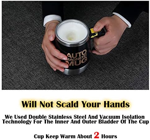 CuteInnovation Rechargeable Self Stirring Mug - Magnetic Electric Auto Mixing Stainless Steel Cup for Office/Kitchen/Travel/Home Coffee/Tea/Hot Chocolate/Milk-390 ml/13.2 oz(Blue) - Image 6