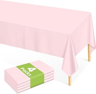 Mulbozy Pink Plastic Table Cloth Disposable 4 Pack, 54 × 108 Inch