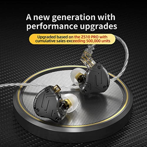 Image of KZ Acoustics KZ ZS10 Pro X Wired IEM In Ear Earphone with Mic, High-Performance 1 Dynamic Driver 4 Balanced Armature Noise Isolation with Tangle free 2Pin Detachable Cable with Leatherette Case(Black)
