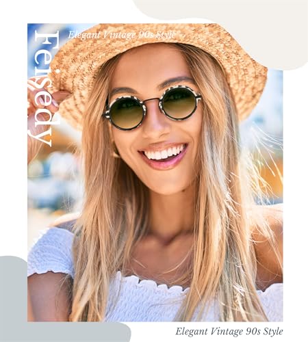 Image of FEISEDY Retro Small Round Sunglasses for Men Women Classic Vintage Hippie Circle Style UV Protection B0208