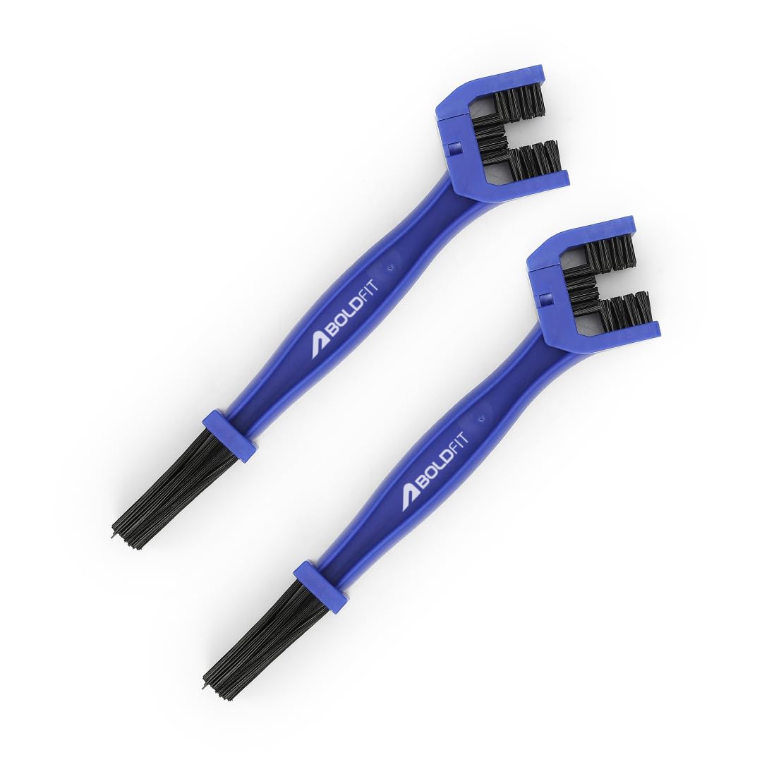 Boldfit Bike Chain Cleaner Brush Soft & Long Bristles Multi-Purpose Ideal for Quick Cleaning of Cycles, Motorcycles Cycle Accessories for Bicycle Durable & Reusable Chain Cleaner Brush 2 Pcs - Blue